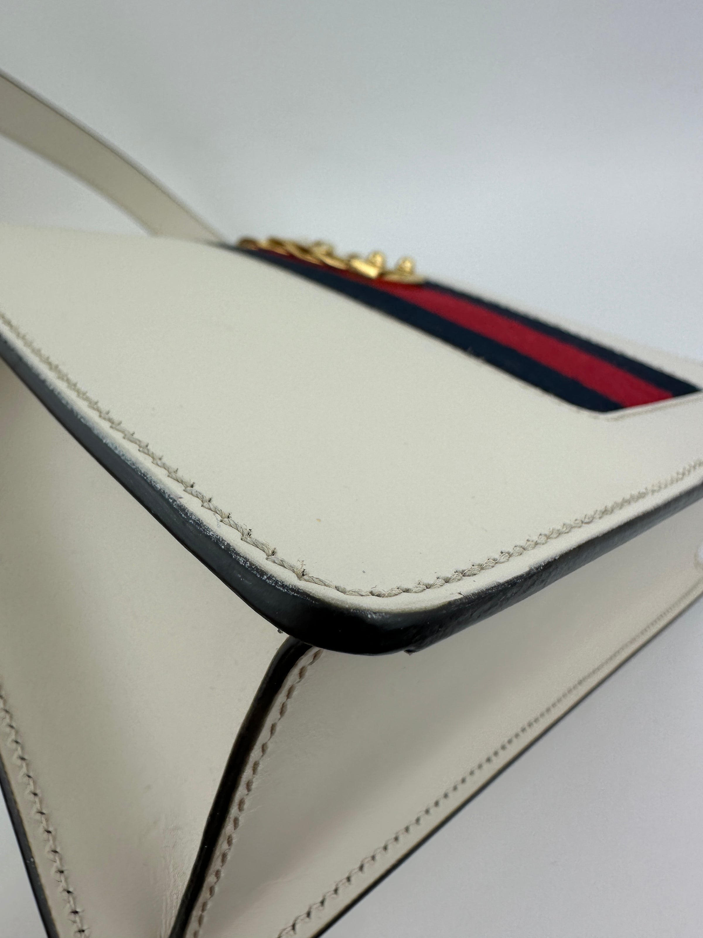 Small Web Sylvie White Smooth Calfskin Leather Shoulder Bag