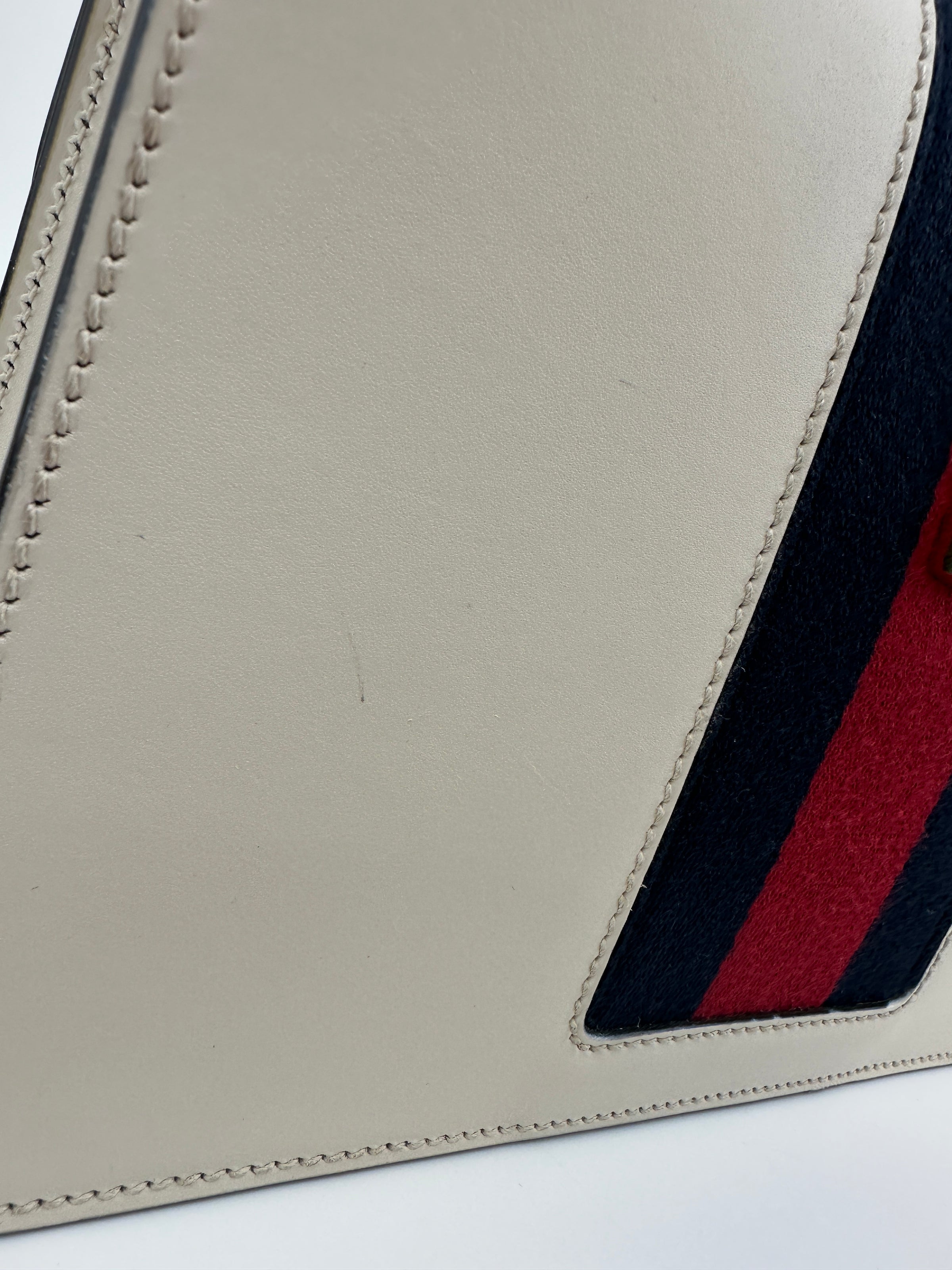 Small Web Sylvie White Smooth Calfskin Leather Shoulder Bag