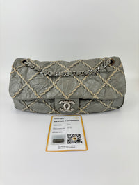 Grey Ultra Stitch Flap Bag SHW
