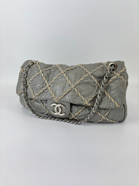 Grey Ultra Stitch Flap Bag SHW