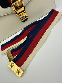 Small Web Sylvie White Smooth Calfskin Leather Shoulder Bag