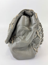 Grey Ultra Stitch Flap Bag SHW