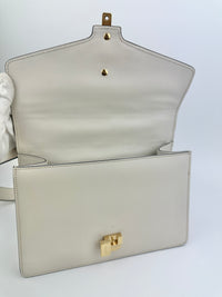 Small Web Sylvie White Smooth Calfskin Leather Shoulder Bag
