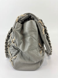 Grey Ultra Stitch Flap Bag SHW