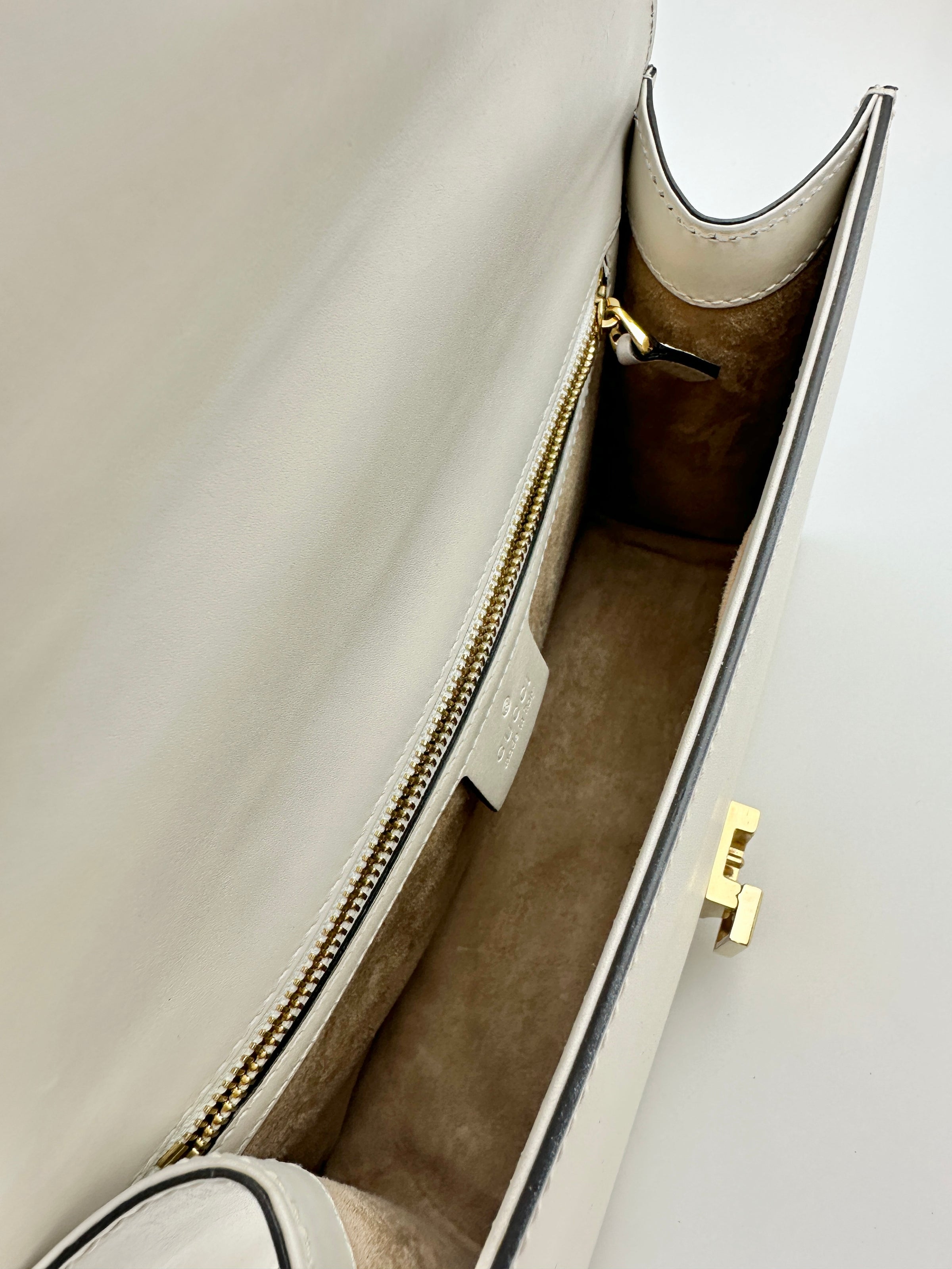 Small Web Sylvie White Smooth Calfskin Leather Shoulder Bag