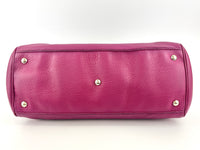 323660 紫红色皮革中号竹节手提包
