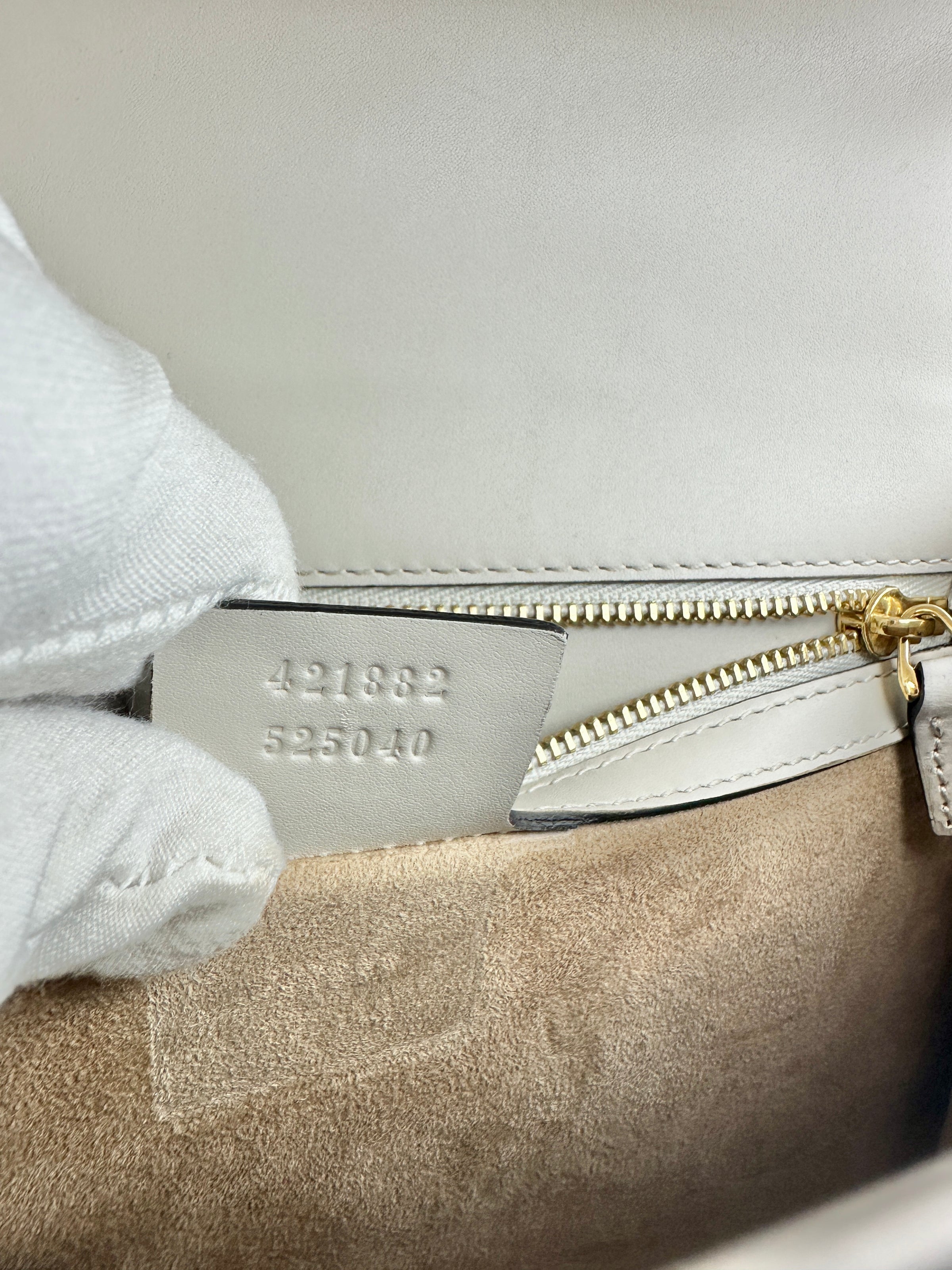 Small Web Sylvie White Smooth Calfskin Leather Shoulder Bag