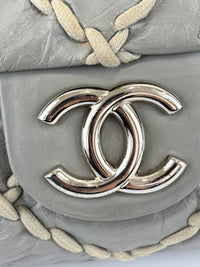 Grey Ultra Stitch Flap Bag SHW