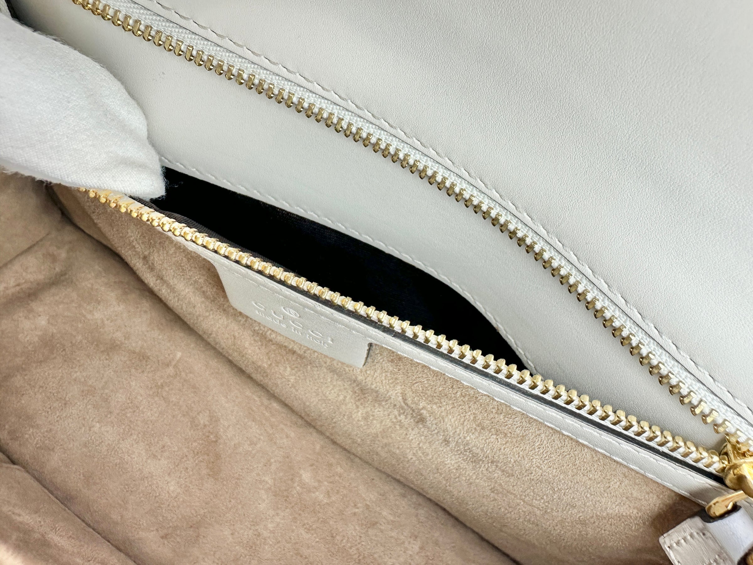 Small Web Sylvie White Smooth Calfskin Leather Shoulder Bag