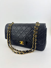 Vintage Medium Black Lambskin Classic Double Flap GHW