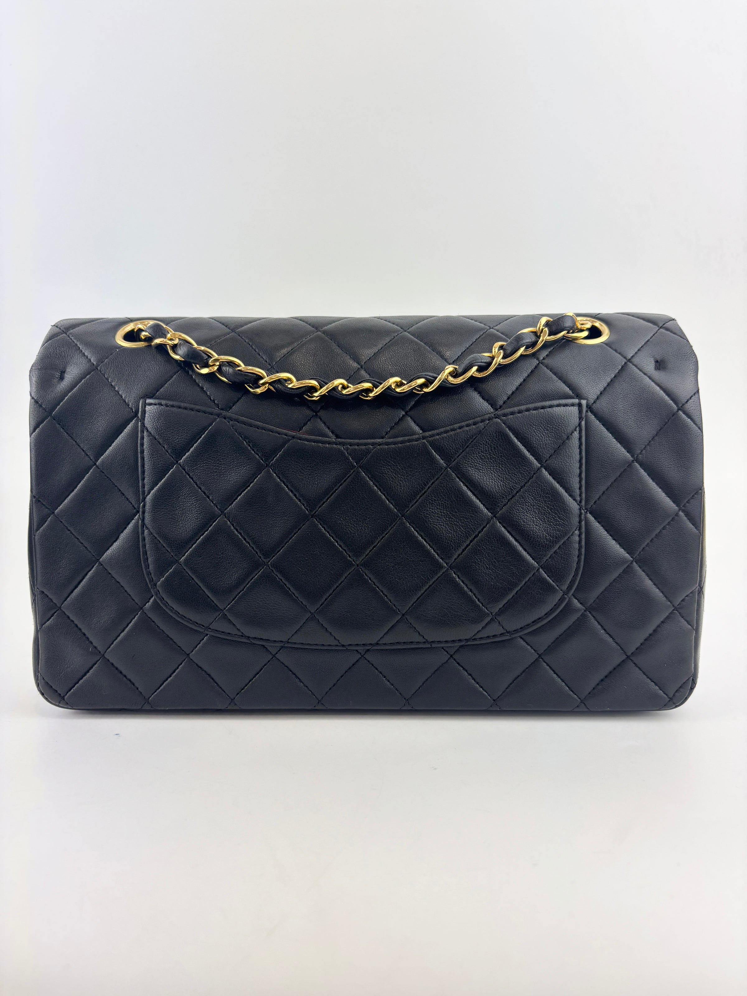 Vintage Medium Black Lambskin Classic Double Flap GHW