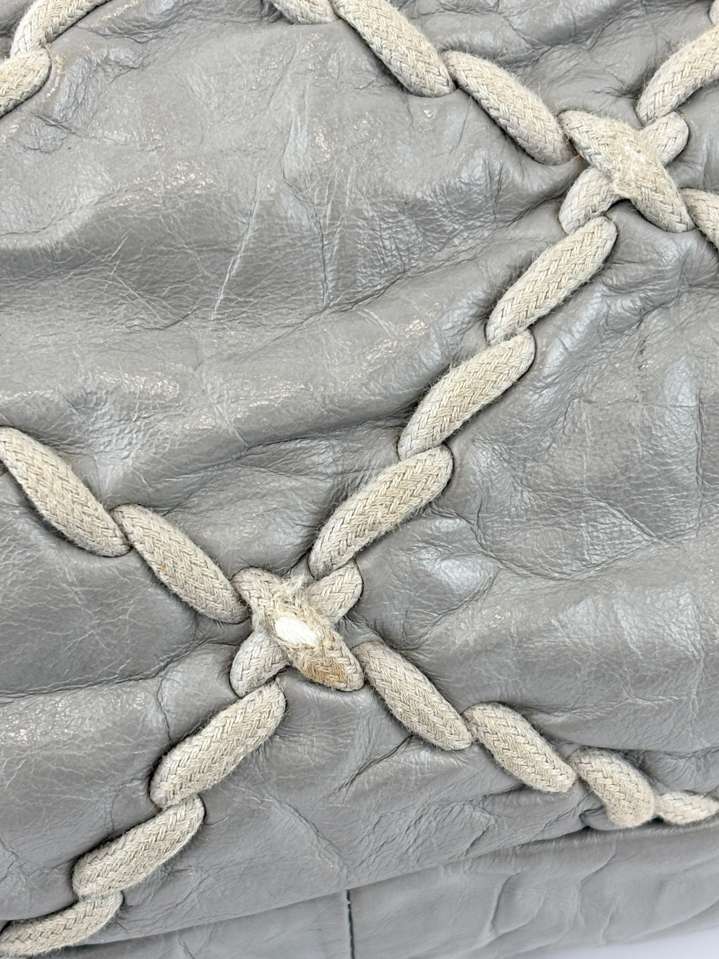 Grey Ultra Stitch Flap Bag SHW