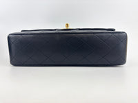 Vintage Medium Black Lambskin Classic Double Flap GHW