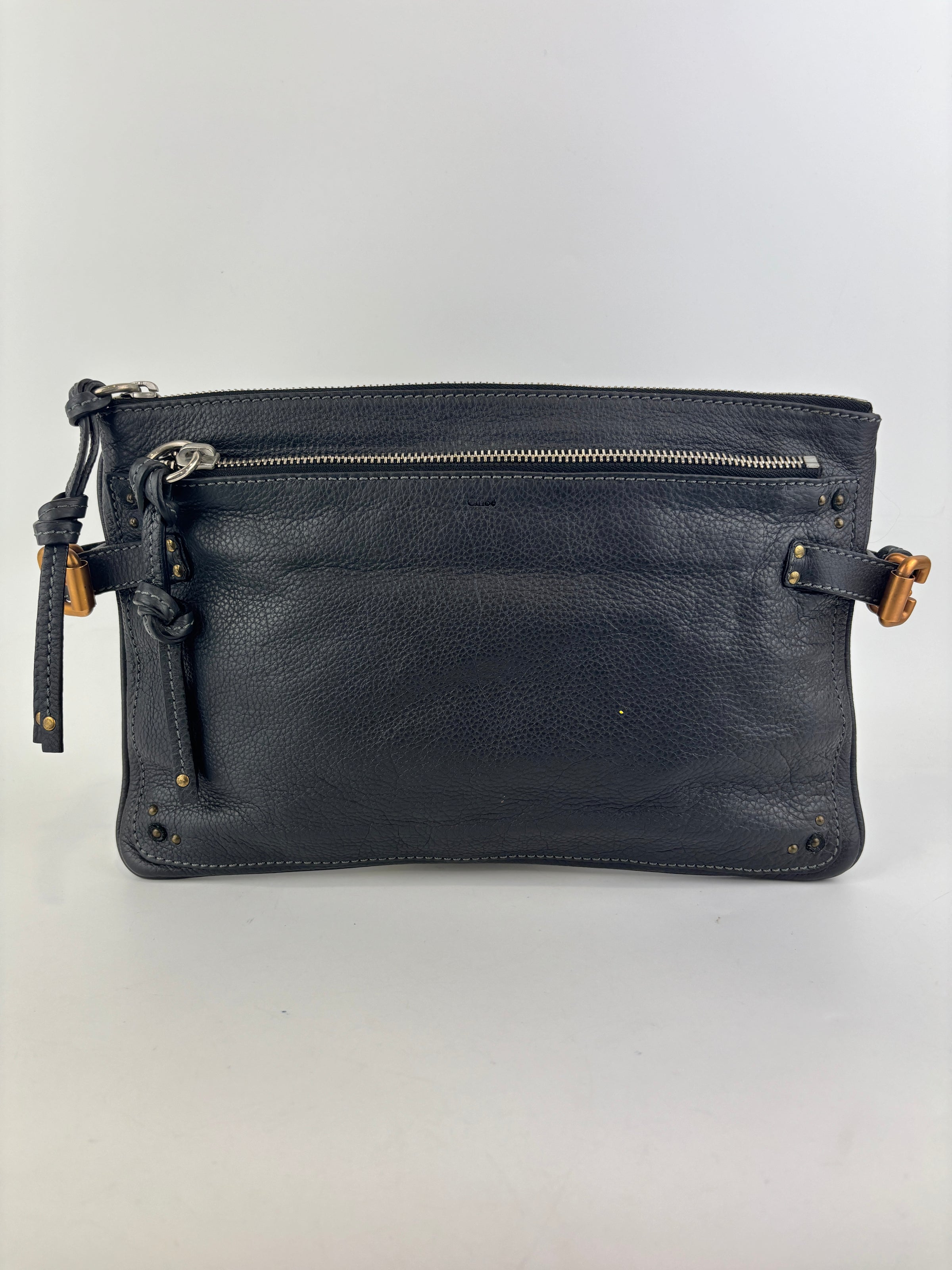 Betty Flat Zipper Clutch Dark Grey