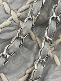 Grey Ultra Stitch Flap Bag SHW
