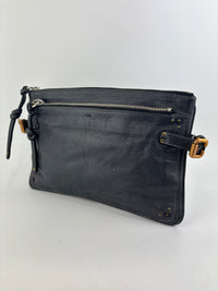 Betty Flat Zipper Clutch Dark Grey
