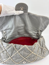 Grey Ultra Stitch Flap Bag SHW