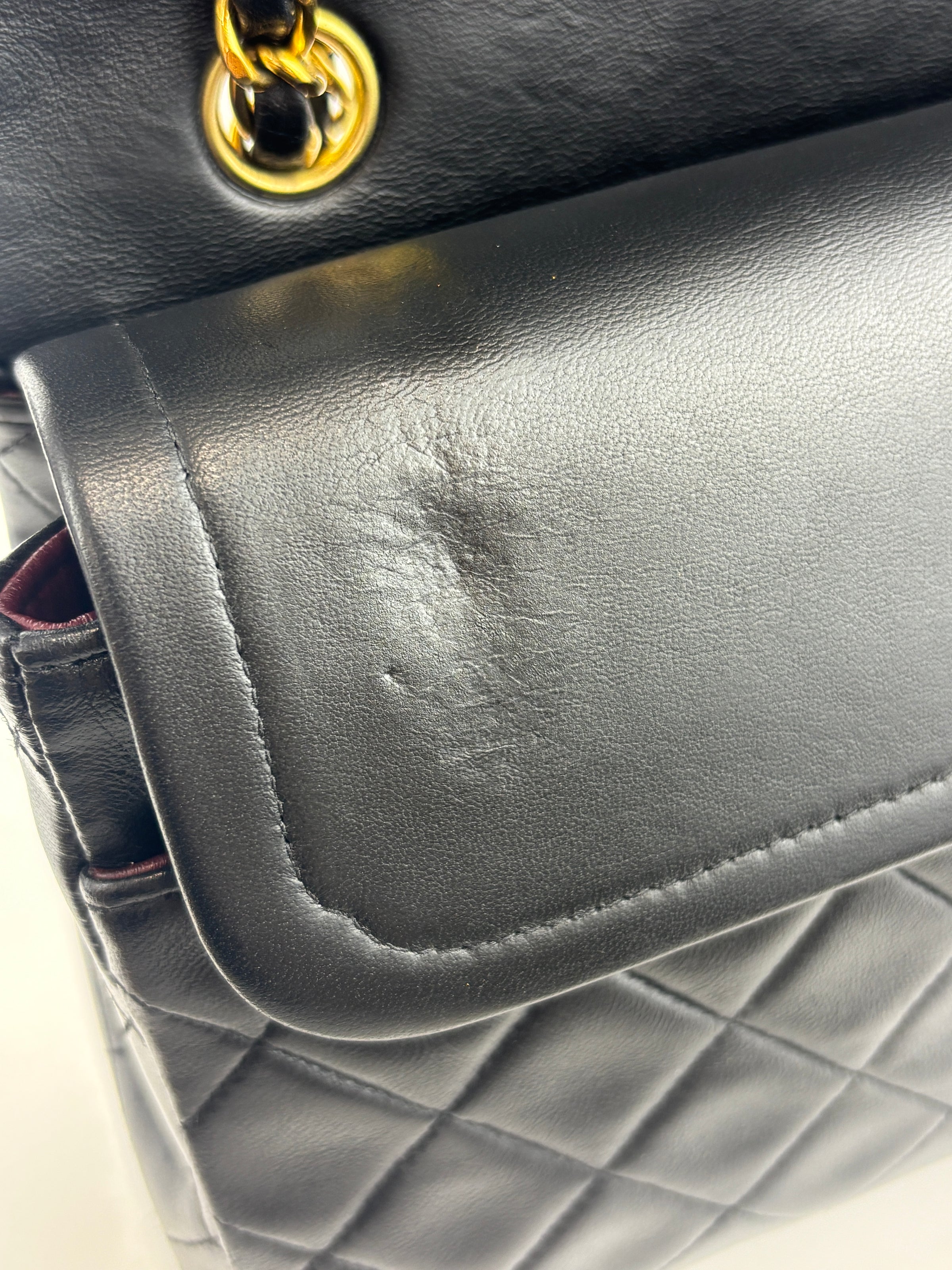 Vintage Medium Black Lambskin Classic Double Flap GHW
