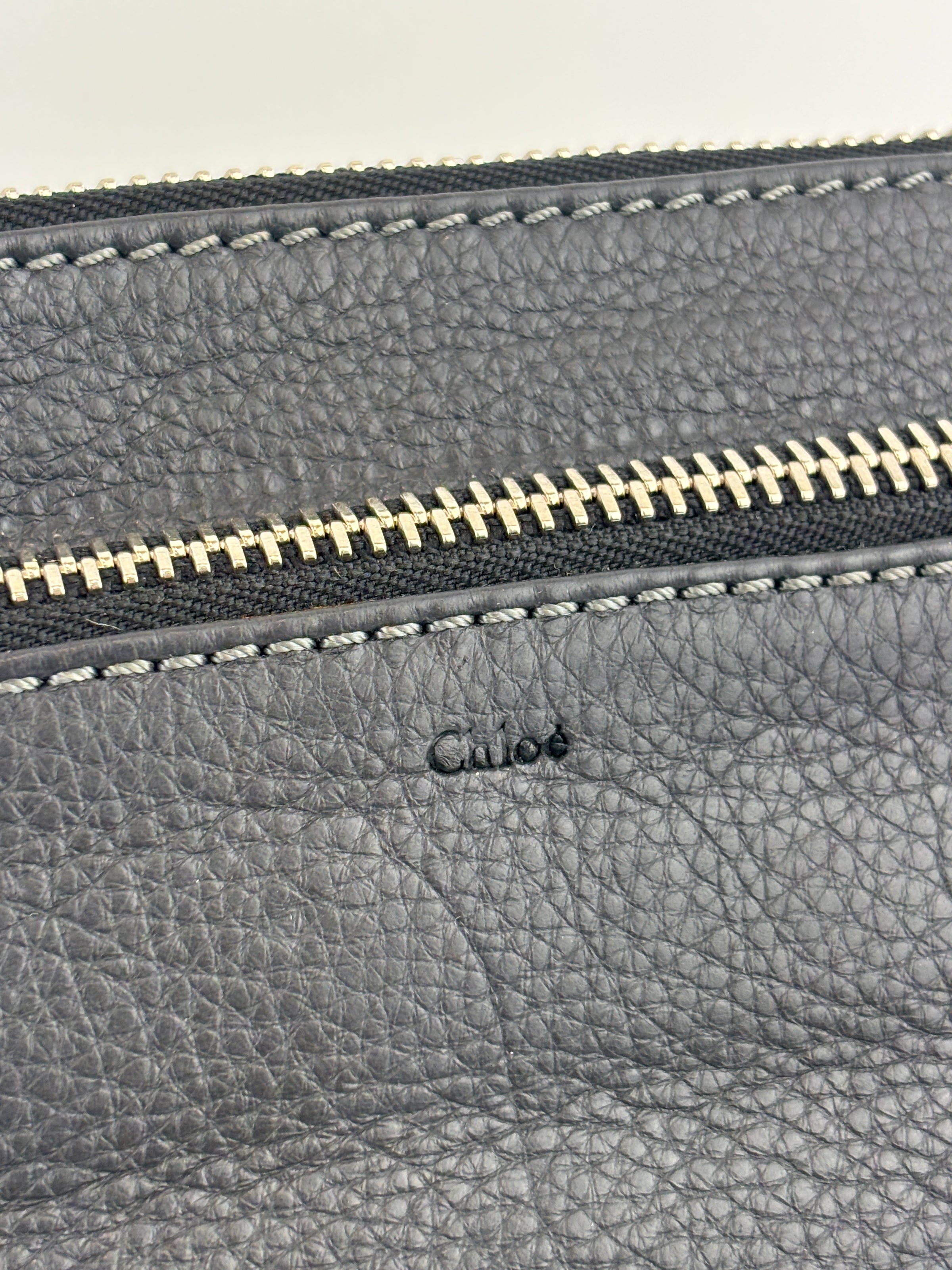 Betty Flat Zipper Clutch Dark Grey