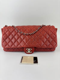 Coco Rain Jumbo Flap Bag in Red / Orange Quilted Lambskin SHW