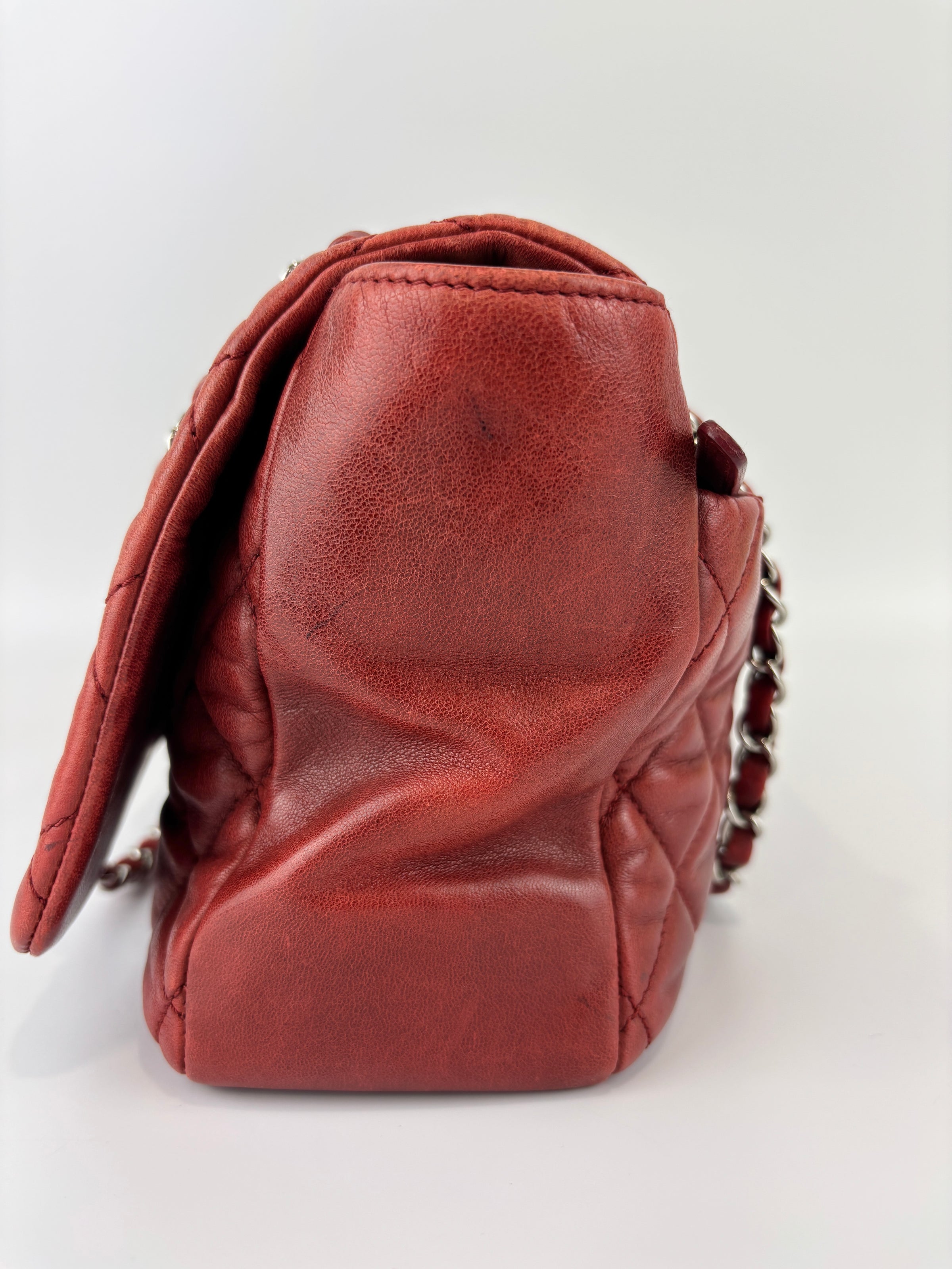 Coco Rain Jumbo Flap Bag in Red / Orange Quilted Lambskin SHW