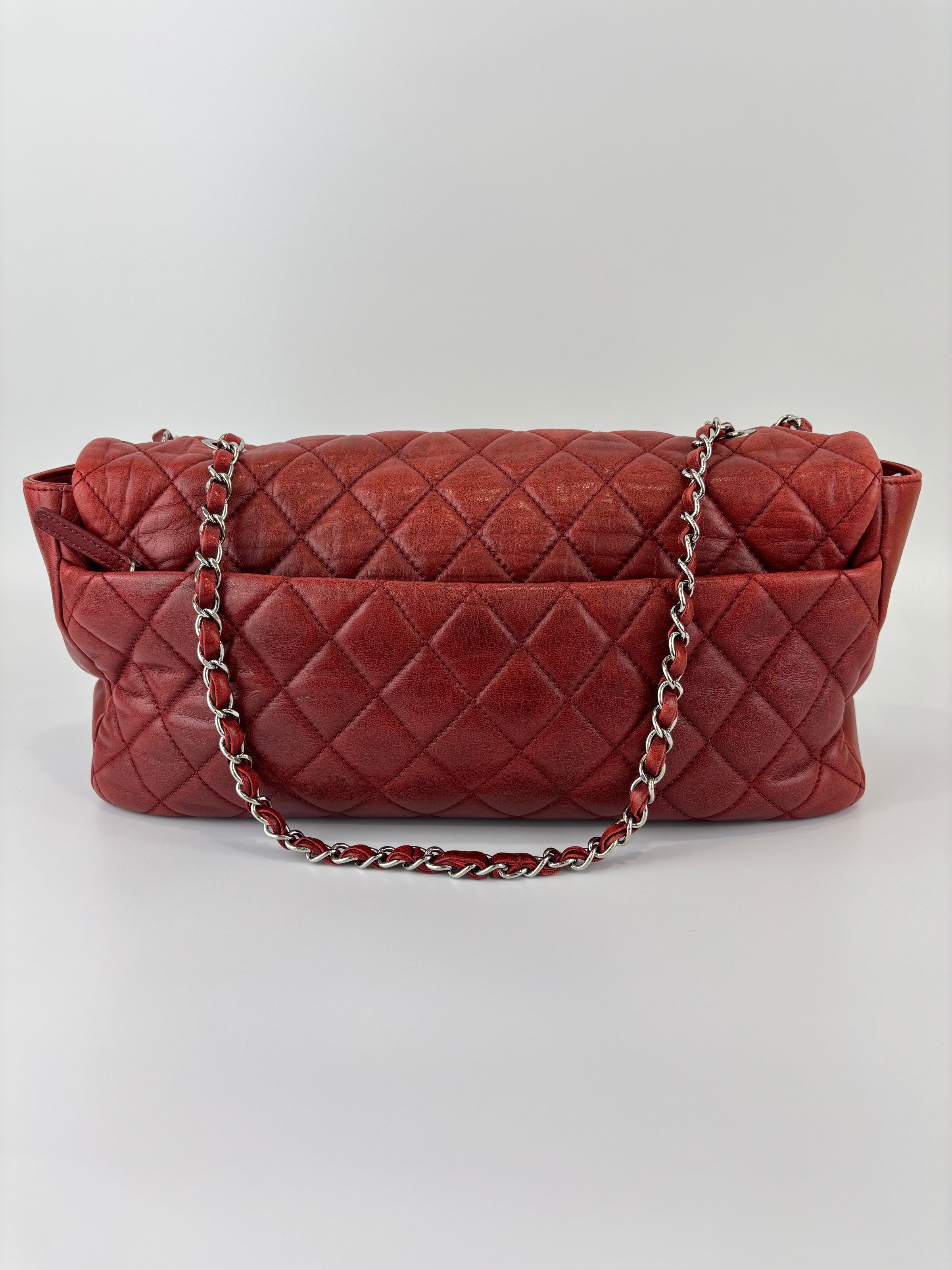 Coco Rain Jumbo Flap Bag in Red / Orange Quilted Lambskin SHW