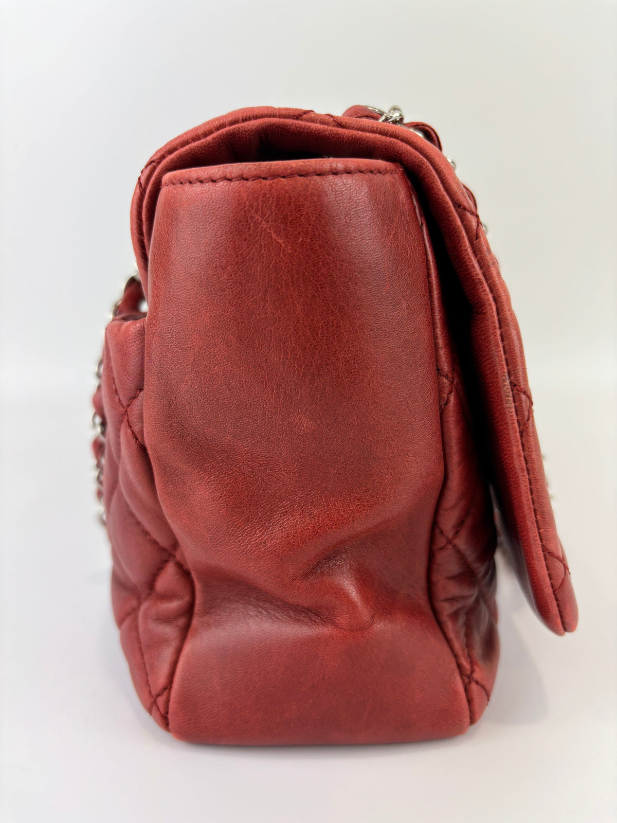 Coco Rain Jumbo Flap Bag in Red / Orange Quilted Lambskin SHW