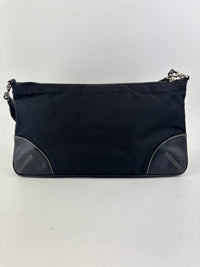 Vintage 2000s Black Nylon & Leather Sporty Shoulder Pochette