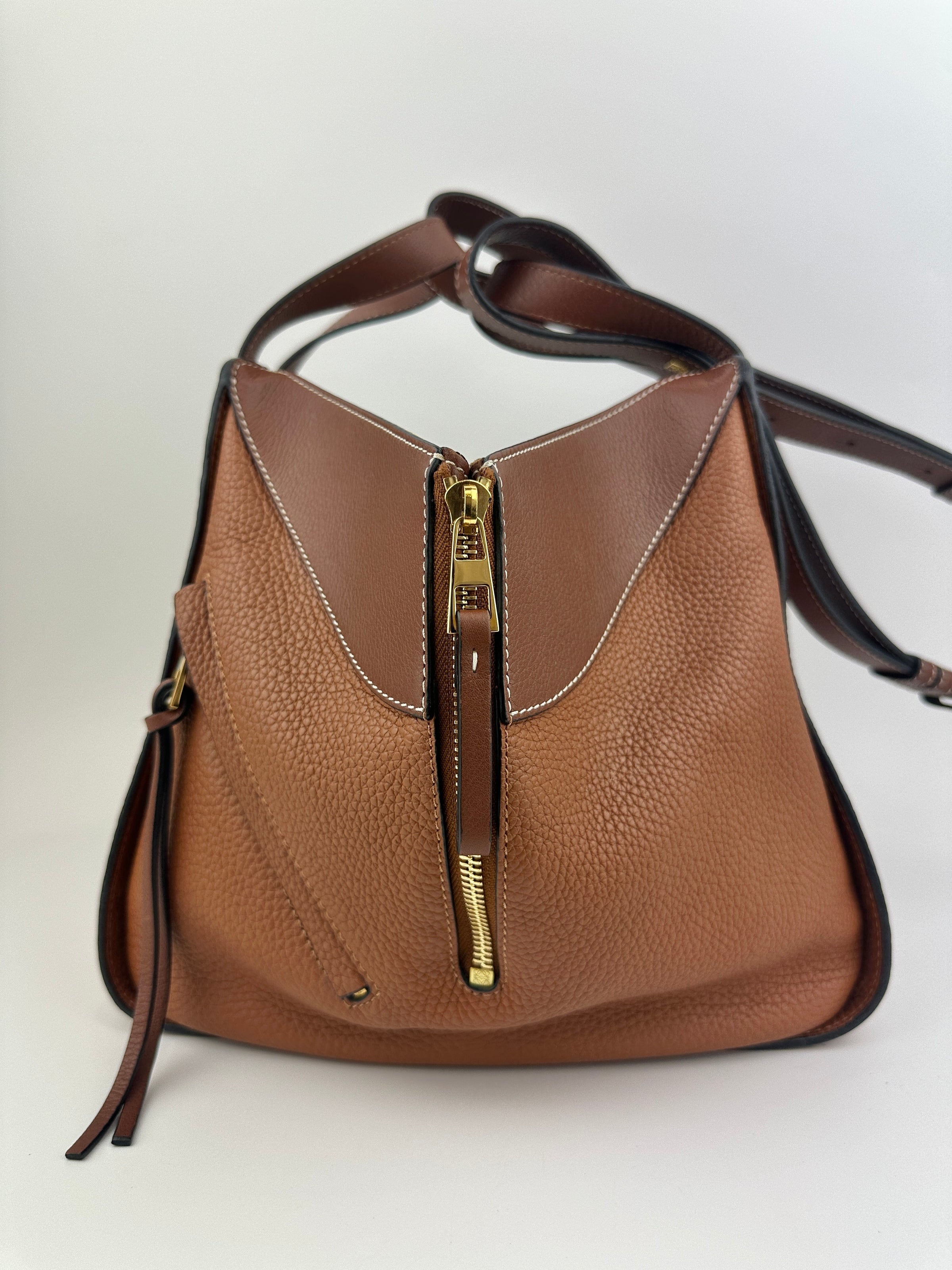 Small Hammock Duo Tone Tan Soft Grained Calfskin Bag