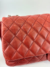 Coco Rain Jumbo Flap Bag in Red / Orange Quilted Lambskin SHW