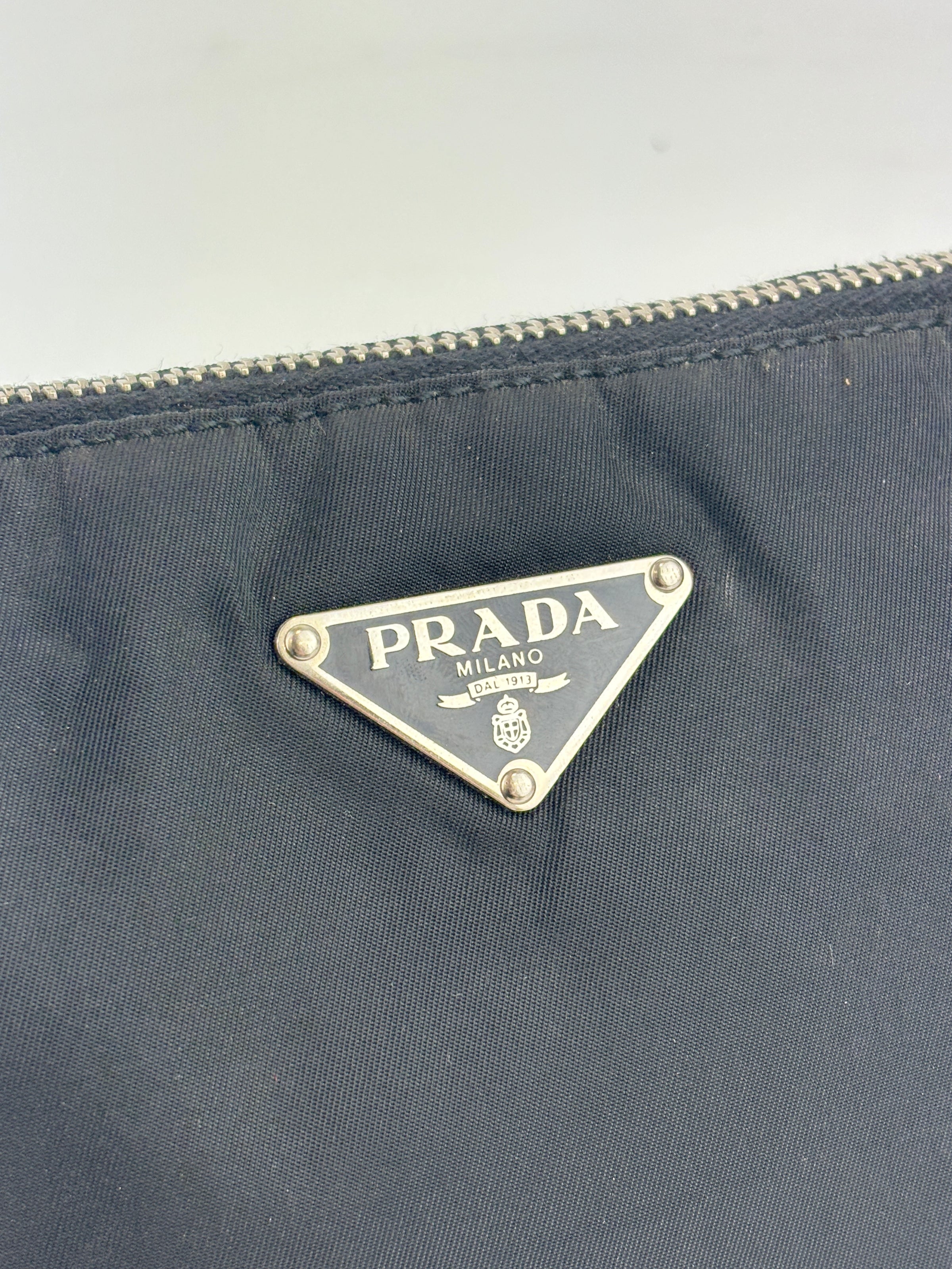 Vintage 2000s Black Nylon & Leather Sporty Shoulder Pochette