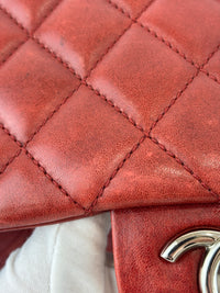 Coco Rain Jumbo Flap Bag in Red / Orange Quilted Lambskin SHW