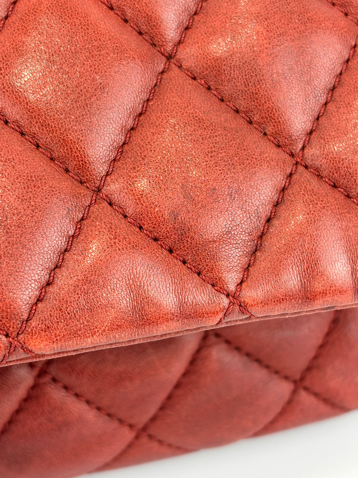 Coco Rain Jumbo Flap Bag in Red / Orange Quilted Lambskin SHW