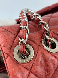 Coco Rain Jumbo Flap Bag in Red / Orange Quilted Lambskin SHW
