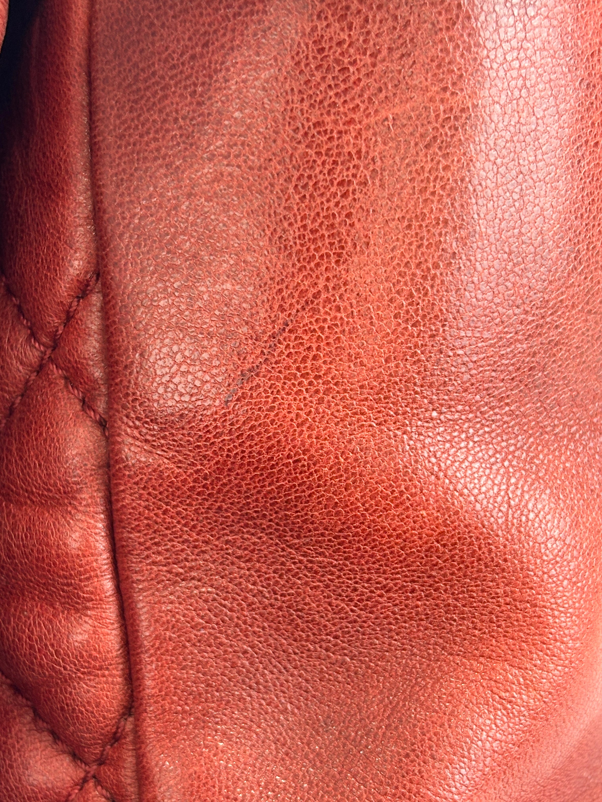 Coco Rain Jumbo Flap Bag in Red / Orange Quilted Lambskin SHW