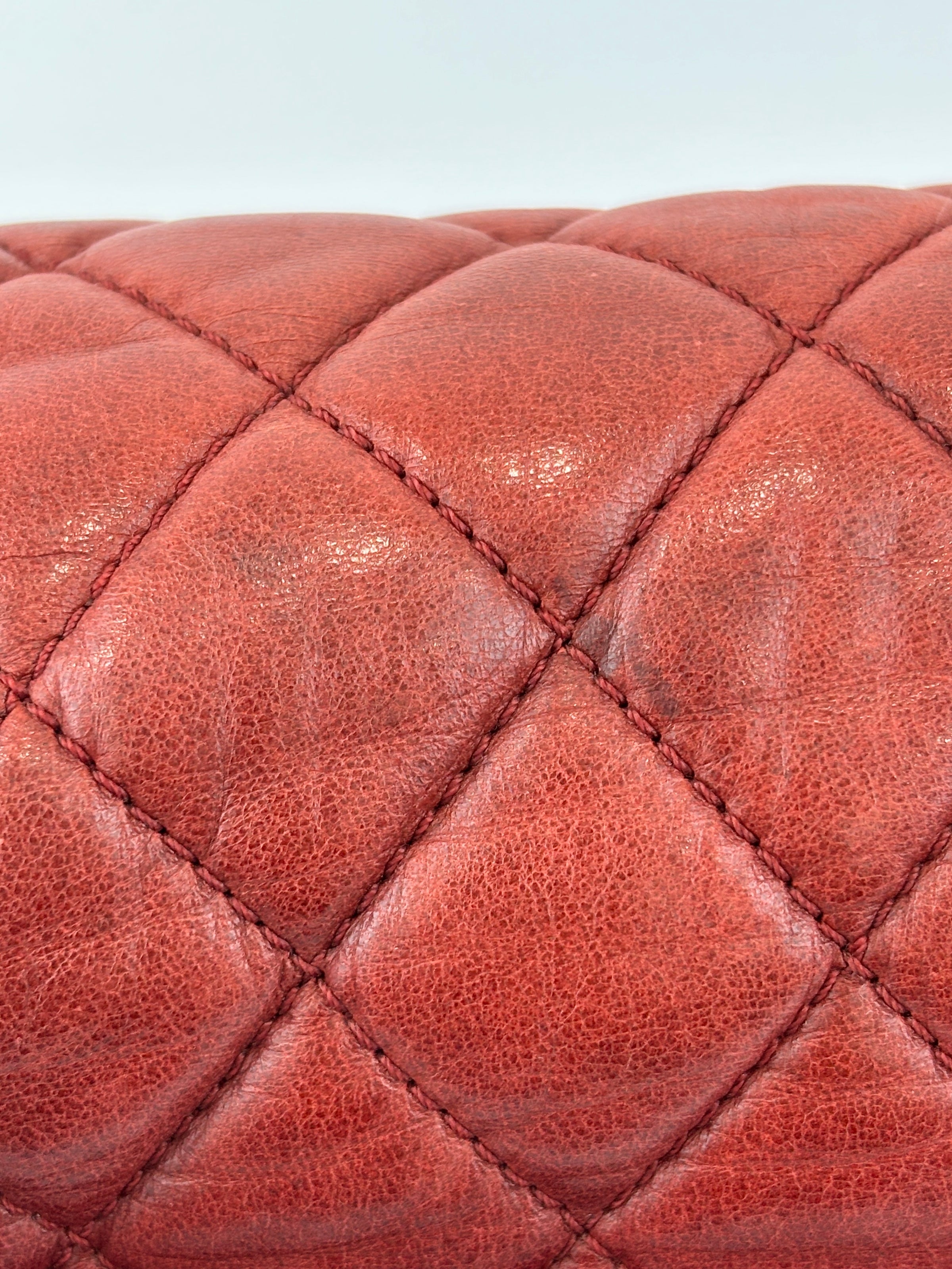 Coco Rain Jumbo Flap Bag in Red / Orange Quilted Lambskin SHW