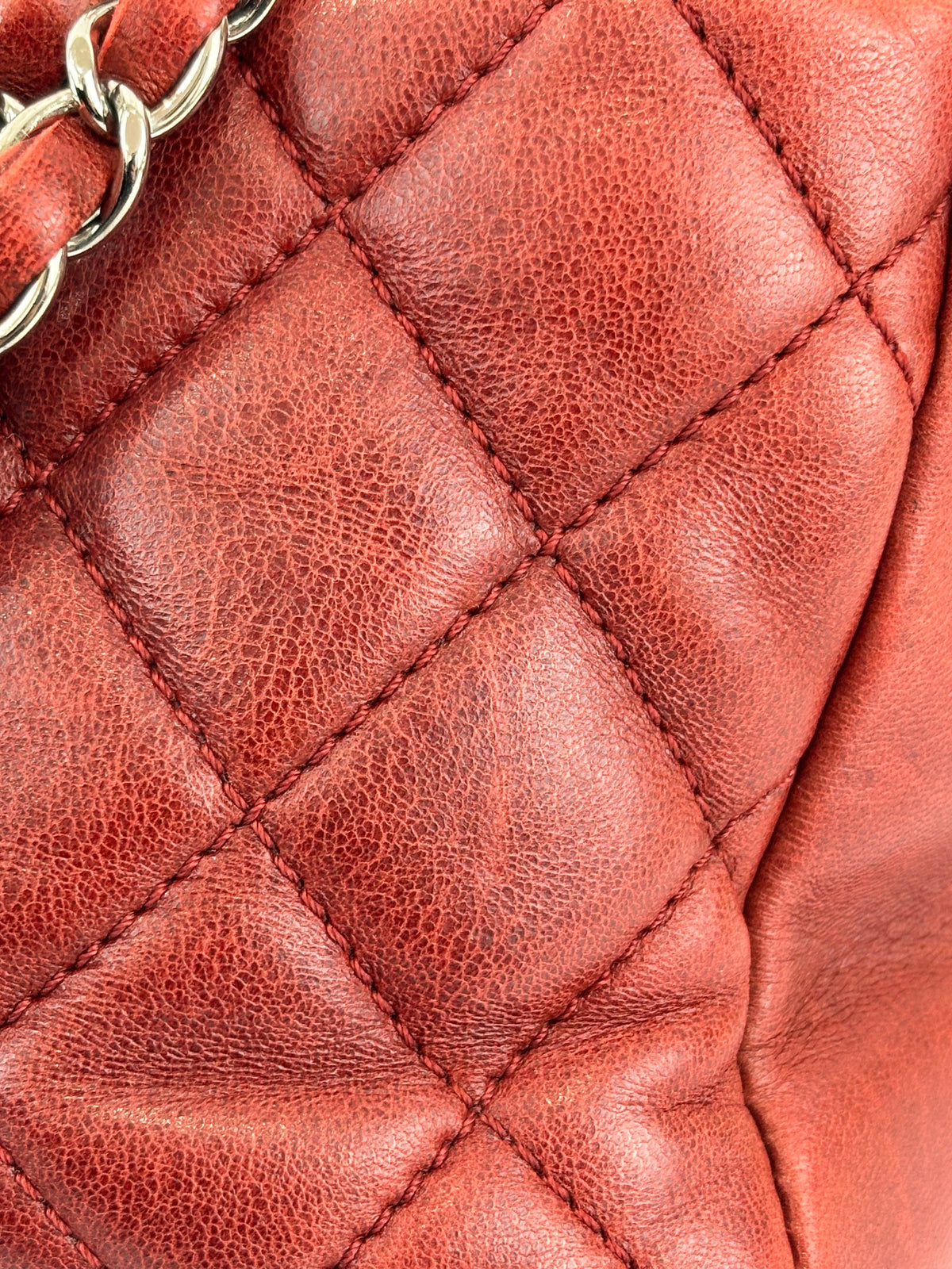 Coco Rain Jumbo Flap Bag in Red / Orange Quilted Lambskin SHW