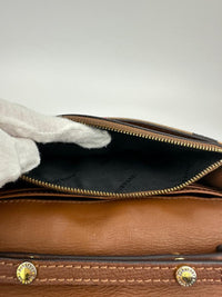 Hampshire Brown Pebbled Leather / House Check Canvas Crossbody Bag