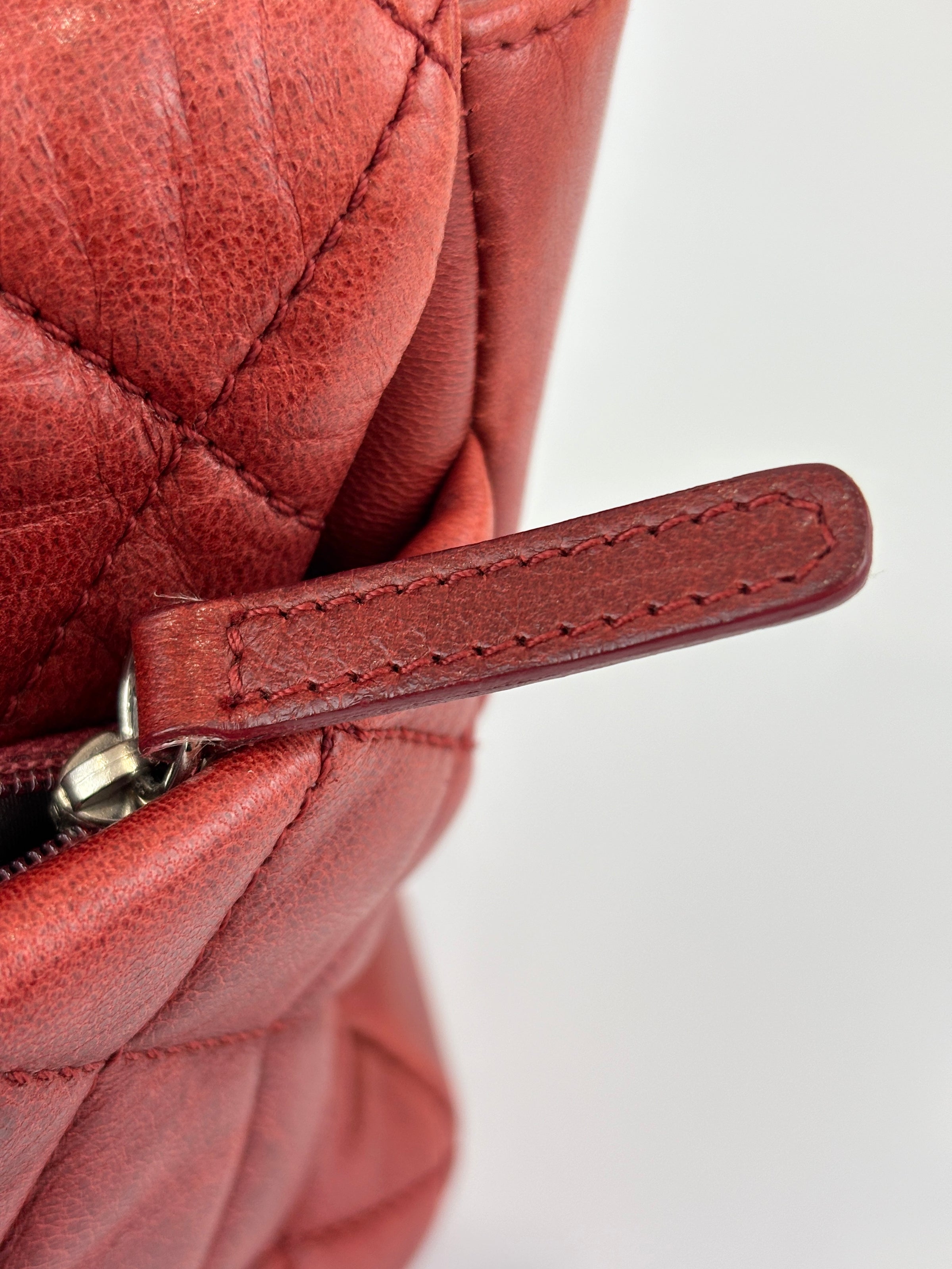 Coco Rain Jumbo Flap Bag in Red / Orange Quilted Lambskin SHW