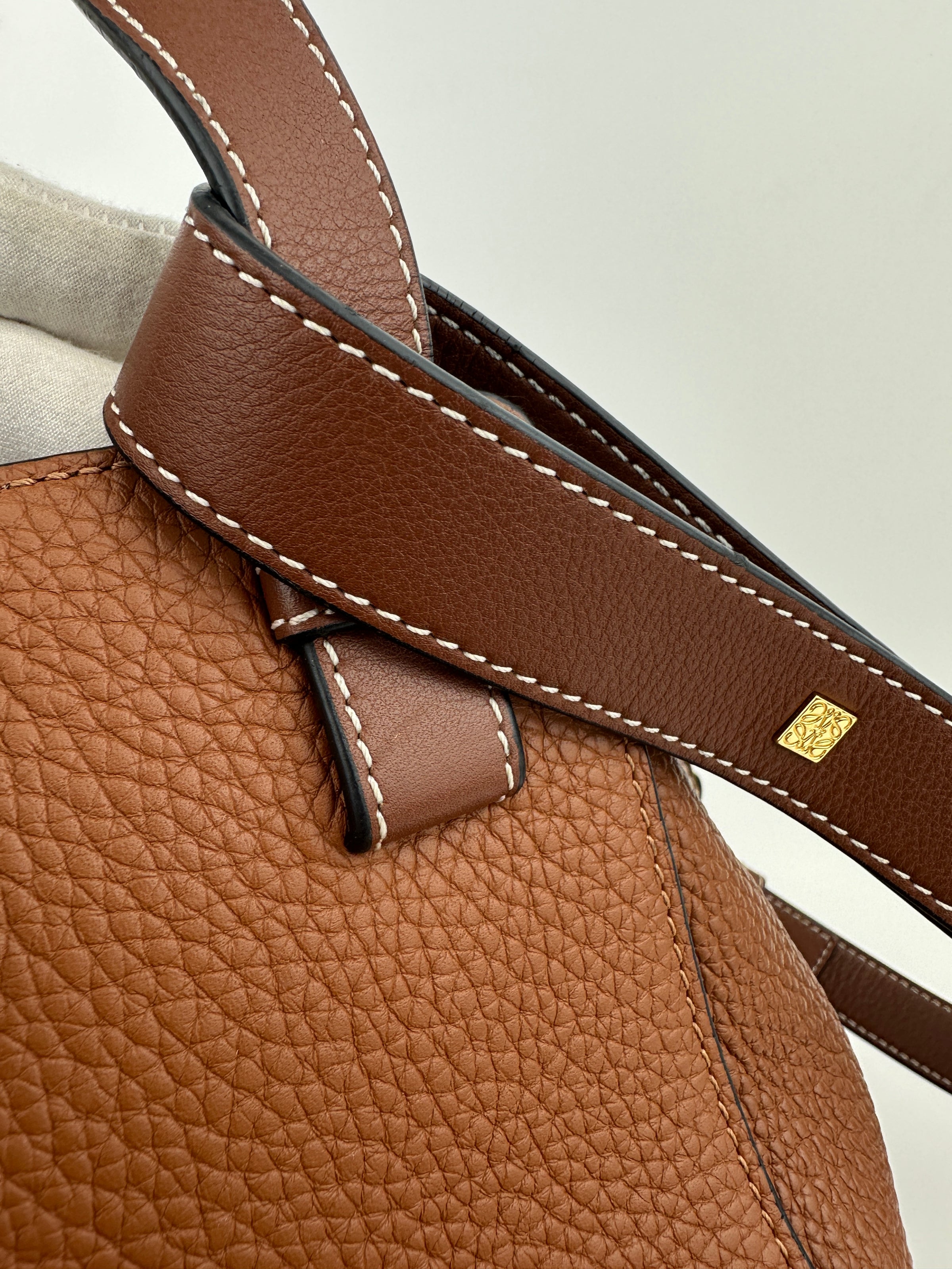 Small Hammock Duo Tone Tan Soft Grained Calfskin Bag