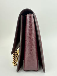 Vara Bow Burgundy Leather Chain Flap Bag