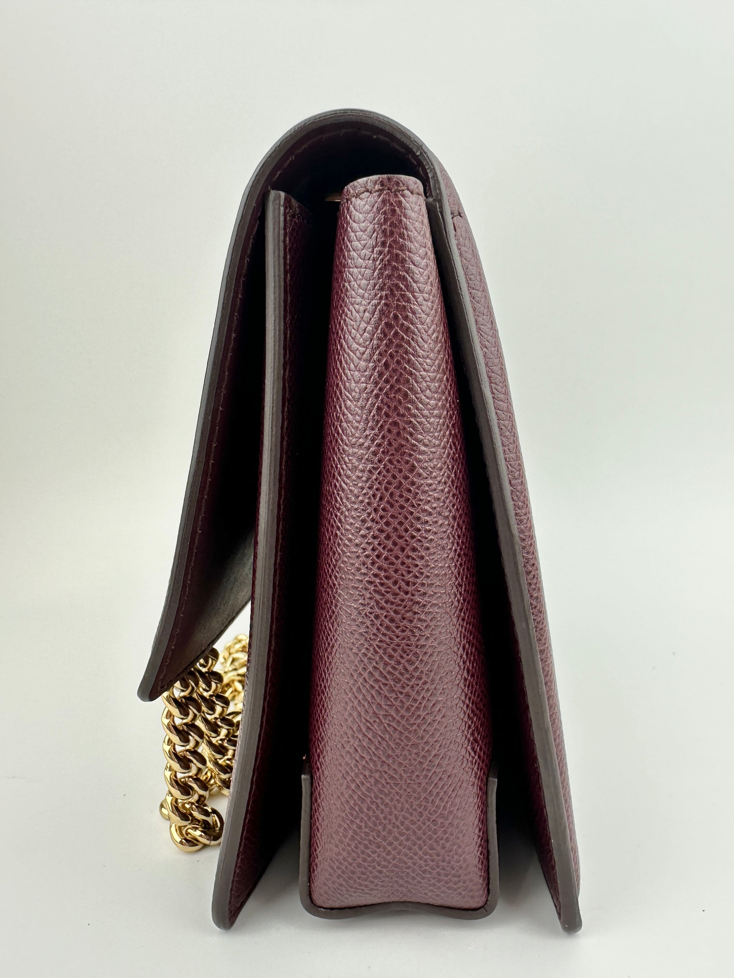 Vara Bow Burgundy Leather Chain Flap Bag