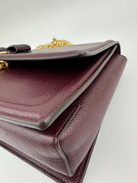 Vara Bow Burgundy Leather Chain Flap Bag