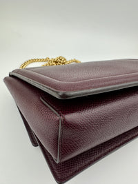 Vara Bow Burgundy Leather Chain Flap Bag