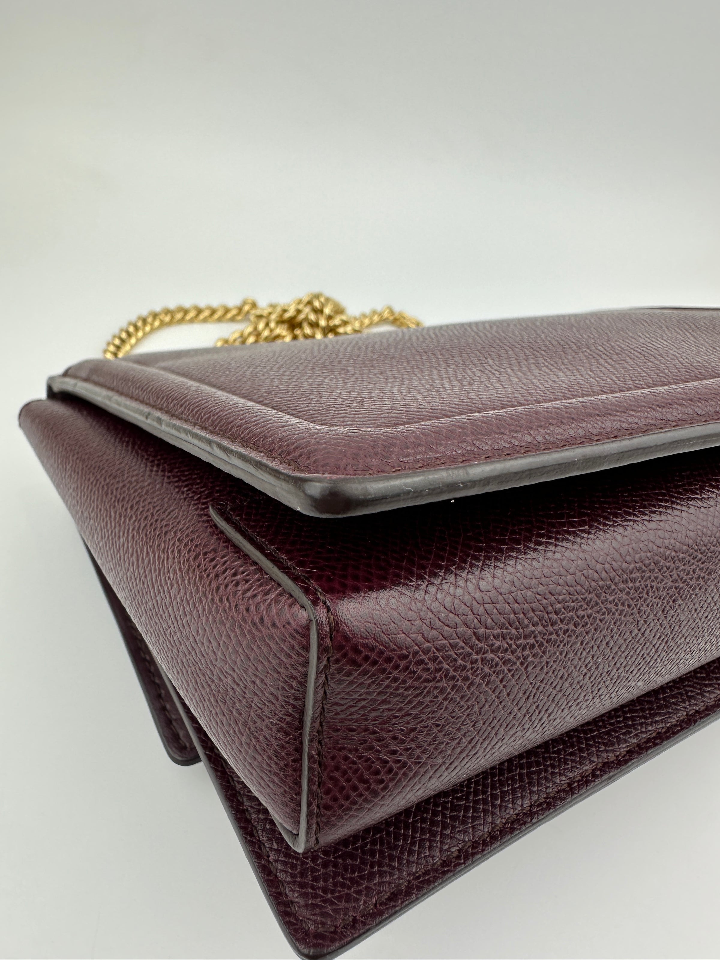 Vara Bow Burgundy Leather Chain Flap Bag
