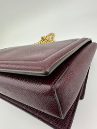 Vara Bow Burgundy Leather Chain Flap Bag
