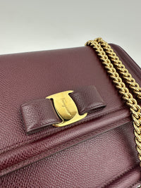 Vara Bow Burgundy Leather Chain Flap Bag