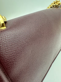 Vara Bow Burgundy Leather Chain Flap Bag