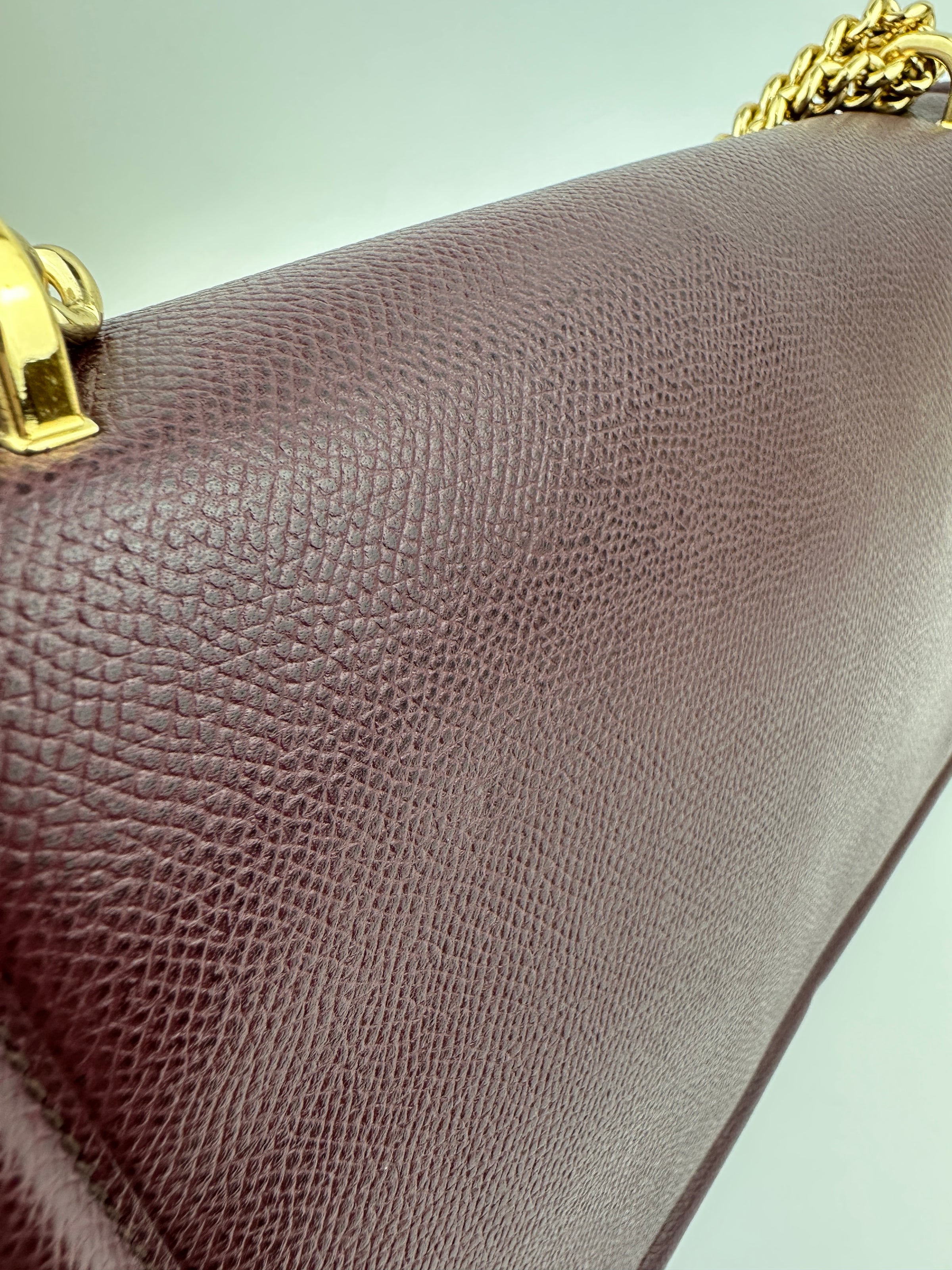 Vara Bow Burgundy Leather Chain Flap Bag