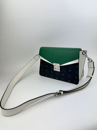 Mezzanin Visetos Colorblock Black / Green / White Leather Crossbody Bag